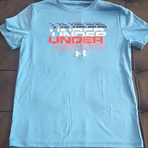 Under Armour Kids Light Blue Tee with Bold Graphic